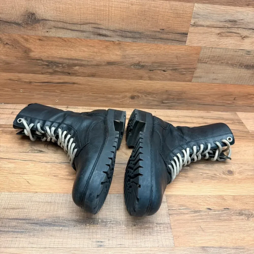 Allsaints women size 7 Eu38 black Leather Combat Boot